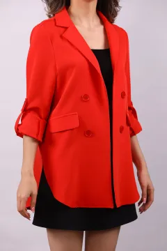 Kadın Yan Yırtmaçlı Ceket Kırmızı