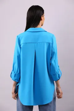 Kadın Yan Yırtmaçlı Ceket Mavi