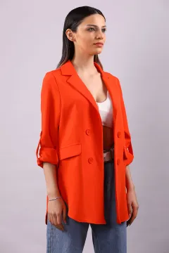 Kadın Yan Yırtmaçlı Ceket Orange