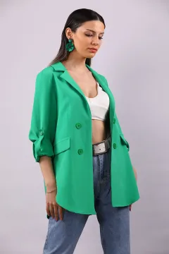 Kadın Yan Yırtmaçlı Ceket Yeşil