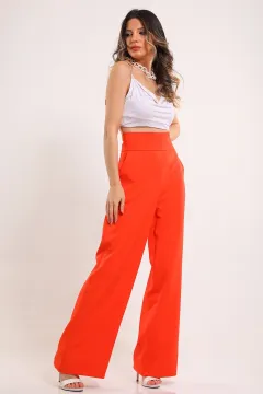 Kadın Yüksek Bel Bol Paça Pantolon Orange
