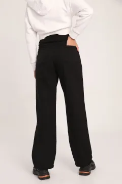 Kadın Yüksek Bel Boru Paça Jean Pantolon Siyah