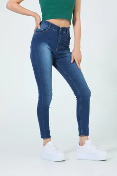 Kadın Yüksek Bel Dar Paça Jeans Pantolon Açıklacivert