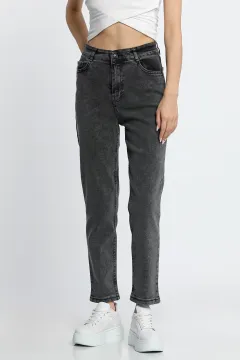 Kadın Yüksek Bel Jeans Pantolon Antrasit