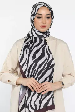 Kadın Zebra Desen Bonjela Soft Şal Siyahkrem