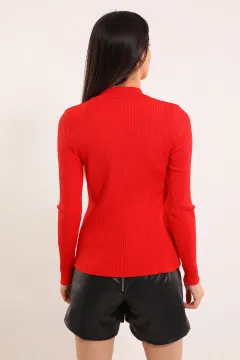 Kadın Zincir Detaylı Triko Bluz Kırmızı
