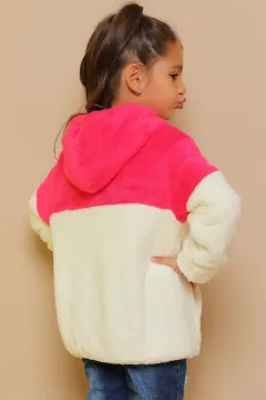 Kapüşonlu Kız Çocuk Polar Sweatshirt Fuşya