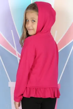 Kapüşonlu Kız Çocuk Sweatshirt Fuşya