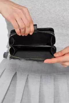 Kartlık Bölmeli Aynalı Kadın Cüzdan Siyah