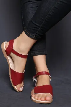 Kemerli Kadın Sandalet Bordo