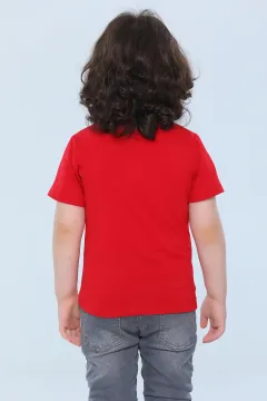 Erkek Çocuk Bisiklet Yaka T-shirt Kırmızı