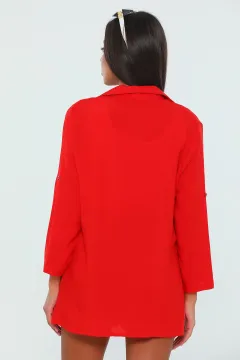Kadın Slim Fit Basic Gömlek Kırmızı