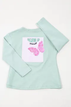 Kız Çocuk Baskılı Body Sweatshirt Mint