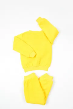 Kız Çocuk Baskılı Peluş Pijama Takımı Sarı