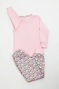 Kız Çocuk Baskılı Pijama Takımı Pembe
