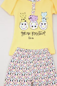Kız Çocuk Baskılı Pijama Takımı Sarı