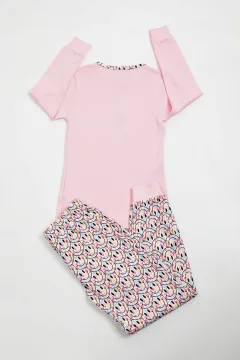 Kız Çocuk Baskılı Pijama Takımı Pembe