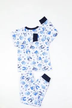 Kız Çocuk Baskılı Pijama Takımı Mavi