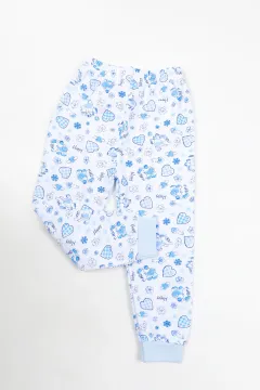 Kız Çocuk Bel Ve Paça Lastikli Desenli Alt Pijama Mavi
