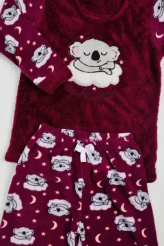 Kız Çocuk Polar Pijama Takımı Mürdüm