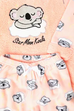 Kız Çocuk Polar Pijama Takımı Somon