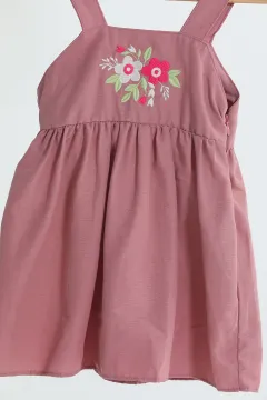 Kız Çocuk Yaka Tül Detaylı Elbise Bluz İkili Takım Gülkurusu