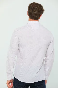 Erkek Uzun Kollu Desenli Gömlek Krembordo