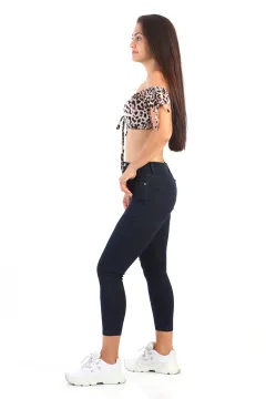 Kadın Yüksek Bel Skinny Jean Pantolon Lacivert