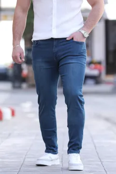 Likralı Erkek Jean Kot Pantolon Lacivert Tint