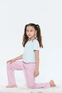 Kız Çocuk Likralı Pijama Altı Lila