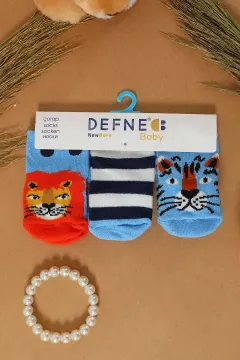 Defne Erkek Bebek 3'lü Çorap Mavi