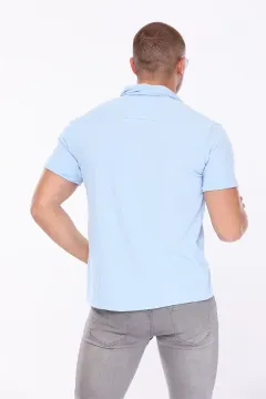 Erkek Spor Kısa Kol Gömlek Mavi