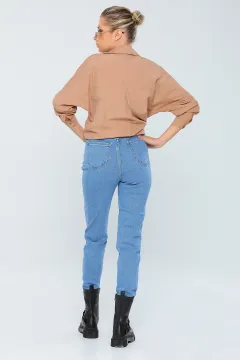 Kadın Yüksek Bel Jean Pantolon Mavi