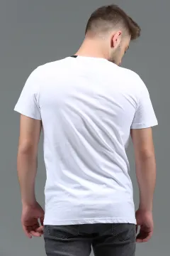 Ön Baskılı Erkek T-shirt Beyaz