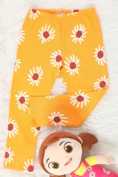 Kız Çocuk Çiçek Desenli Eşofman Altı Orange