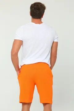 Erkek Bel Lastikli Cepli Şort Orange