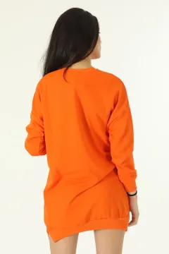 Kadın Brooklyn Baskılı Salaş Sweatshırt Orange