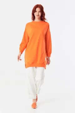 Kadın Ribanalı Salaş Basic Tunik Orange