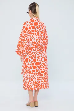 Kadın Truvakar Kol Desenli Kimono Hırka Orange