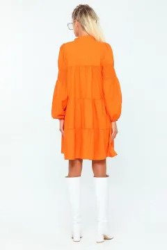 Kadın Eteği Volanlı Tunik Elbise Orange