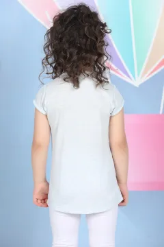 Kız Çocuk Pul Payetli T-shirt Açıkmavi