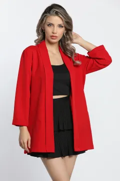 Kol Ucu Katlamalı Kadın Ceket Kırmızı