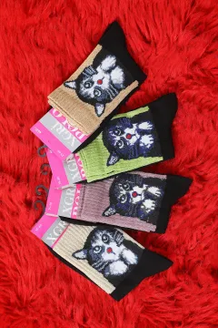 Xgri Polo Kadın Simli Kedi Figürlü 4 Lü Soket Çorap(36-40 Uyumludur) Renkli