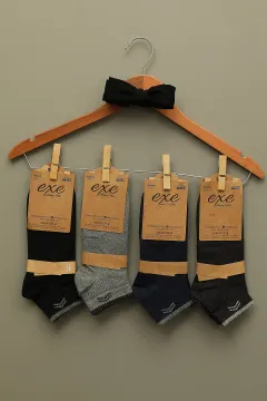 Ünlü Erkek 4 Lü Patik Çorap (41-44 Numara Uyumludur) Renkli