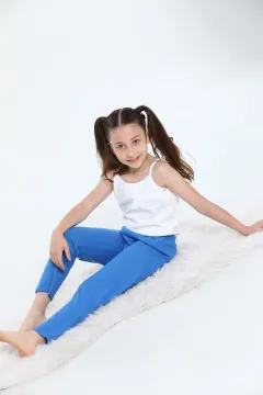 Kız Çocuk Likralı Pijama Altı Saksmavisi