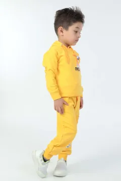 Erkek Çocuk Kapüşonlu Baskılı İkili Takım Sarı
