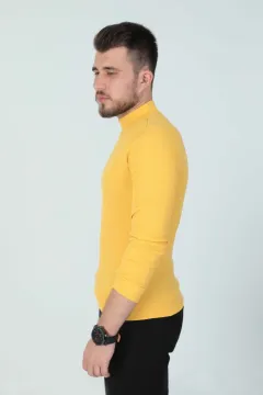 Erkek Yarım Balıkçı Yaka Kaşkorse Sweatshirt Sarı