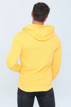 Erkek Sevgili Kombini Kapüşonlu Fermuarlı Sweatshirt Sarı