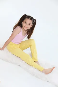 Kız Çoçuk Likralı Pijama Altı Sarı