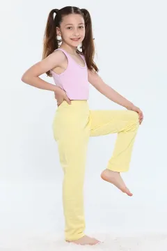 Kız Çocuk Likralı Pijama Altı Sarı